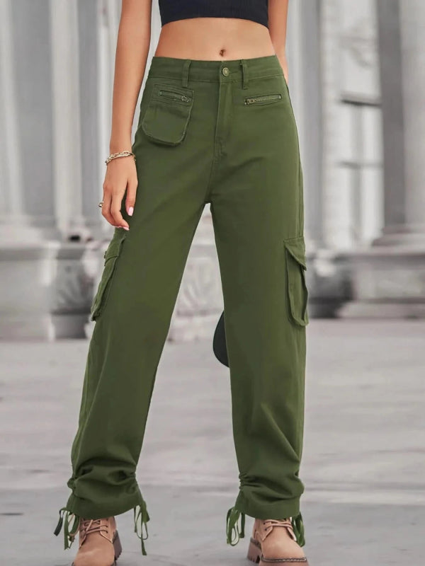Drawstring Cargo Jeans - ShalayeFashion