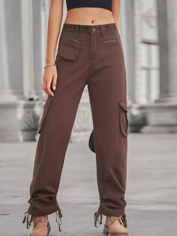 Drawstring Cargo Jeans - ShalayeFashion