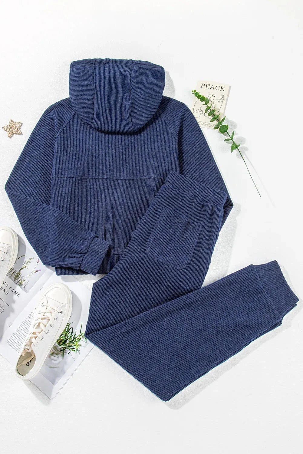 Drawstring Half Zip Hoodie and Joggers Active Set - ShalayeFashion