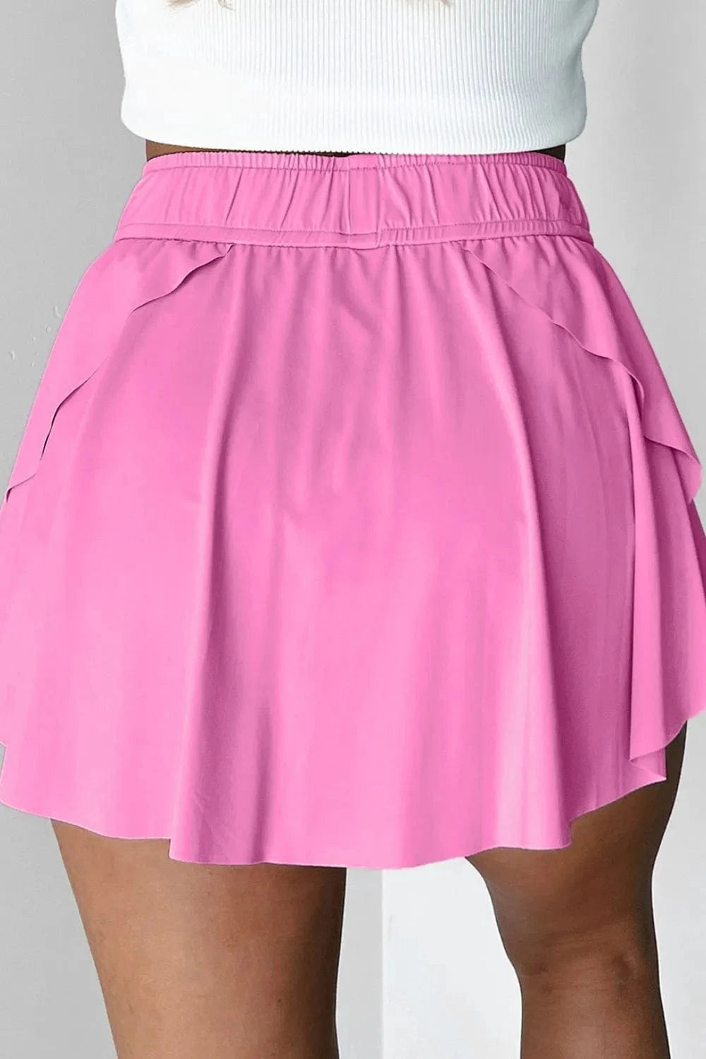 Drawstring High Waist Lined Active Skorts - ShalayeFashion