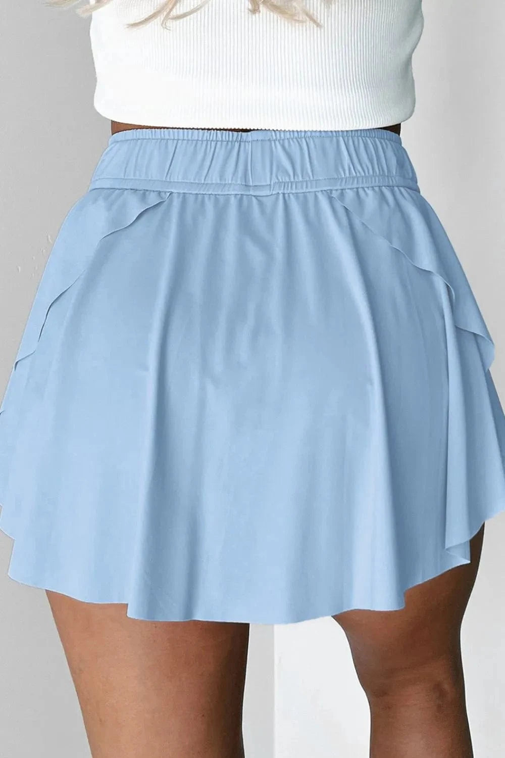 Drawstring High Waist Lined Active Skorts - ShalayeFashion