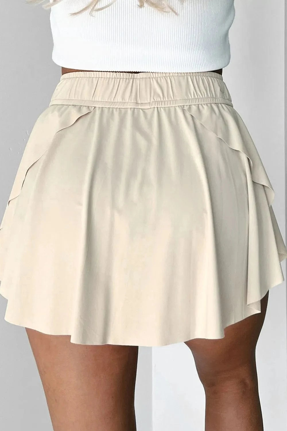 Drawstring High Waist Lined Active Skorts - ShalayeFashion