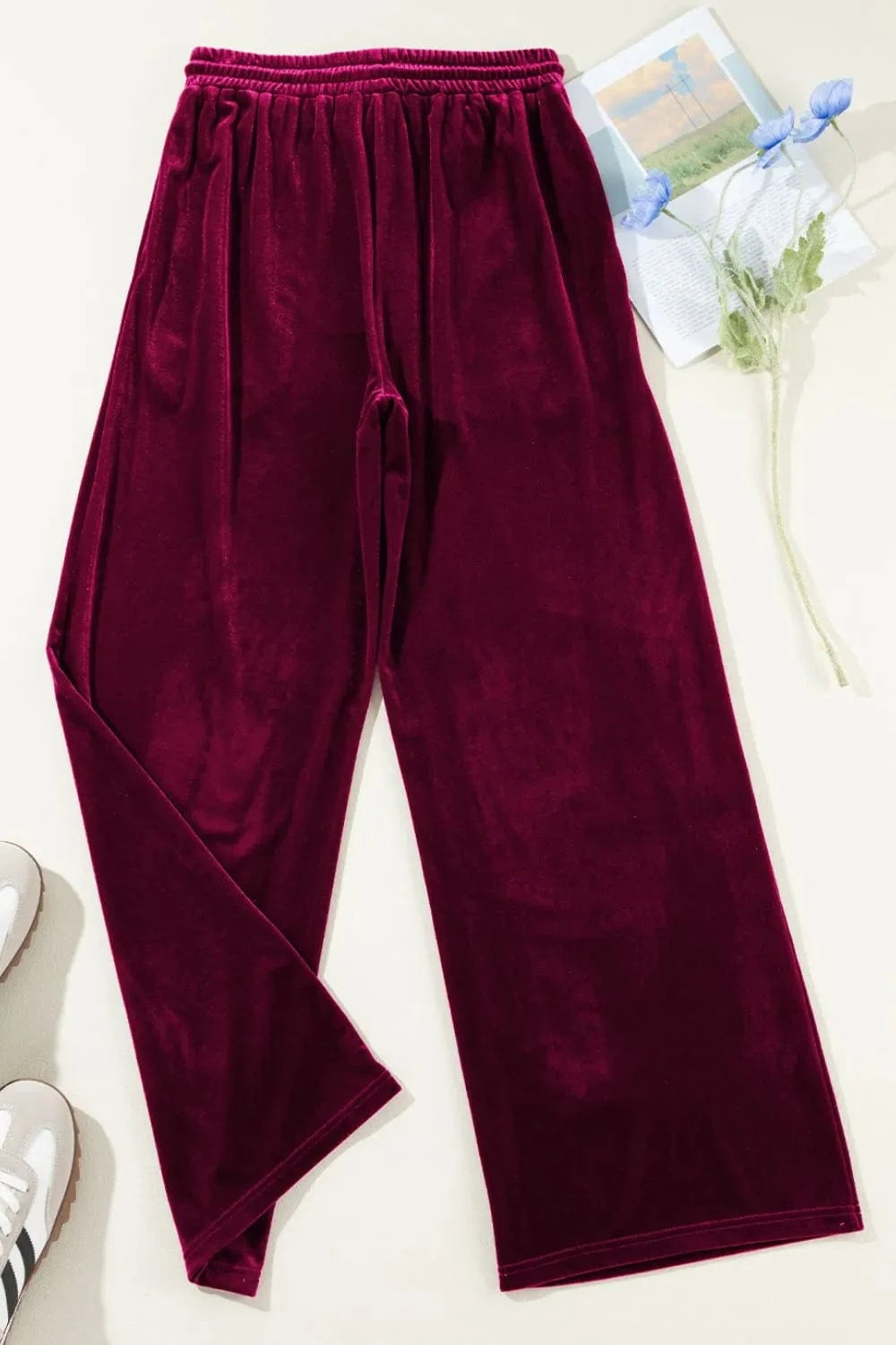 Drawstring Waist Wide Leg Active Pants - ShalayeFashion