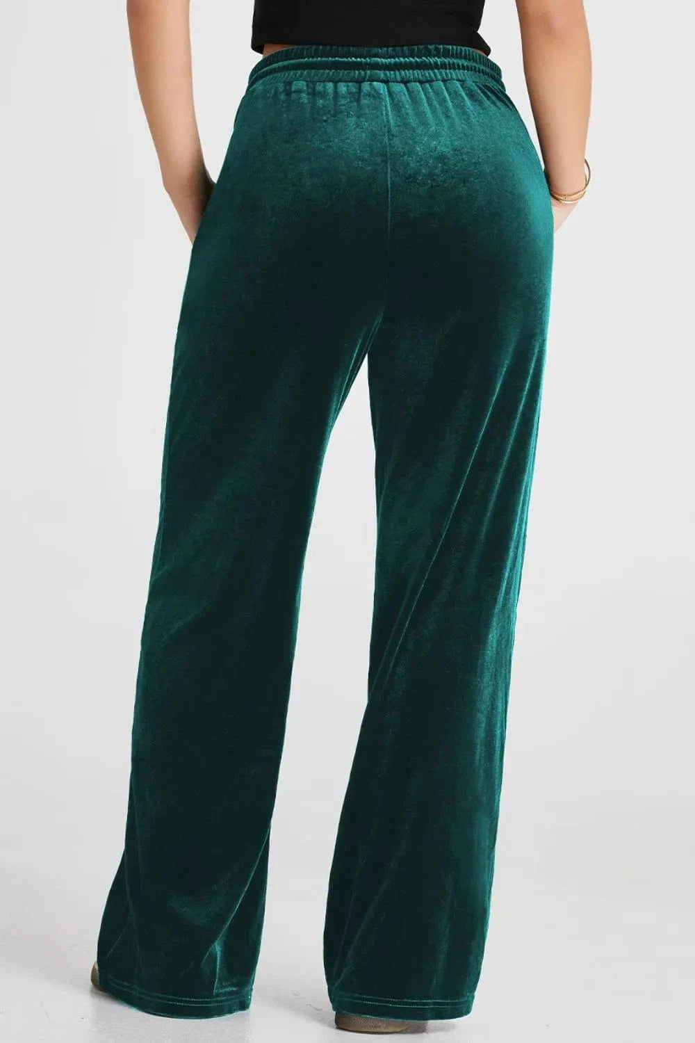 Drawstring Waist Wide Leg Active Pants - ShalayeFashion