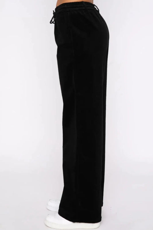 Drawstring Waist Wide Leg Active Pants - ShalayeFashion