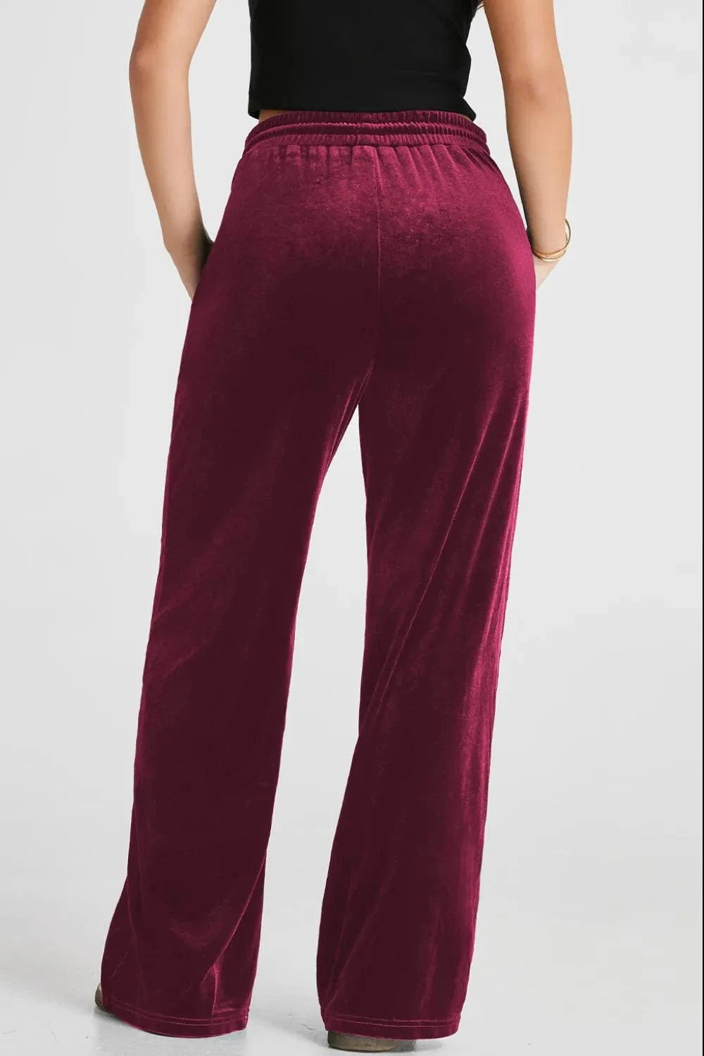 Drawstring Waist Wide Leg Active Pants - ShalayeFashion