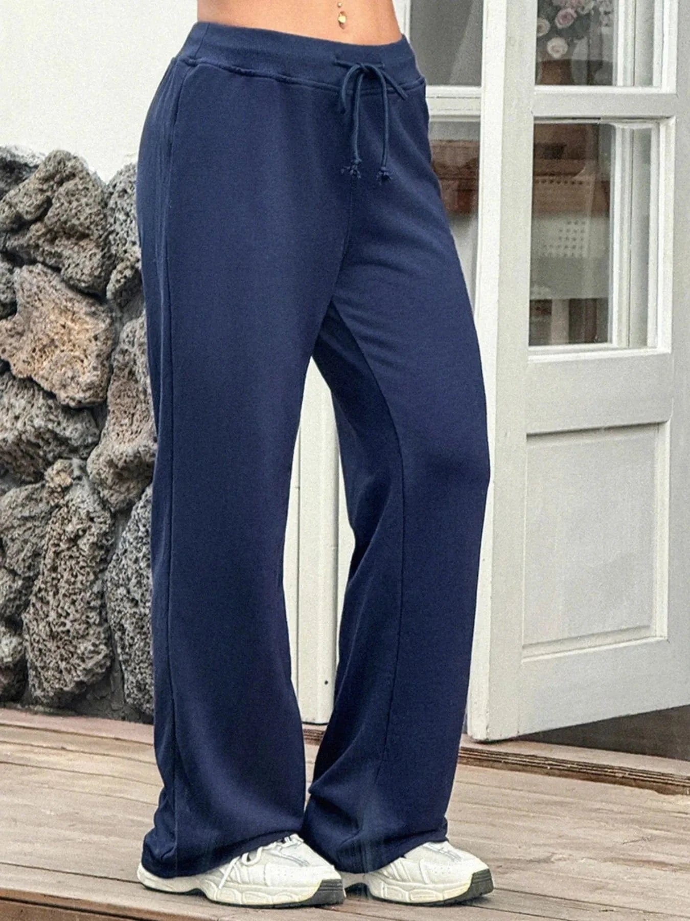 Drawstring Wide Leg Active Pants - ShalayeFashion