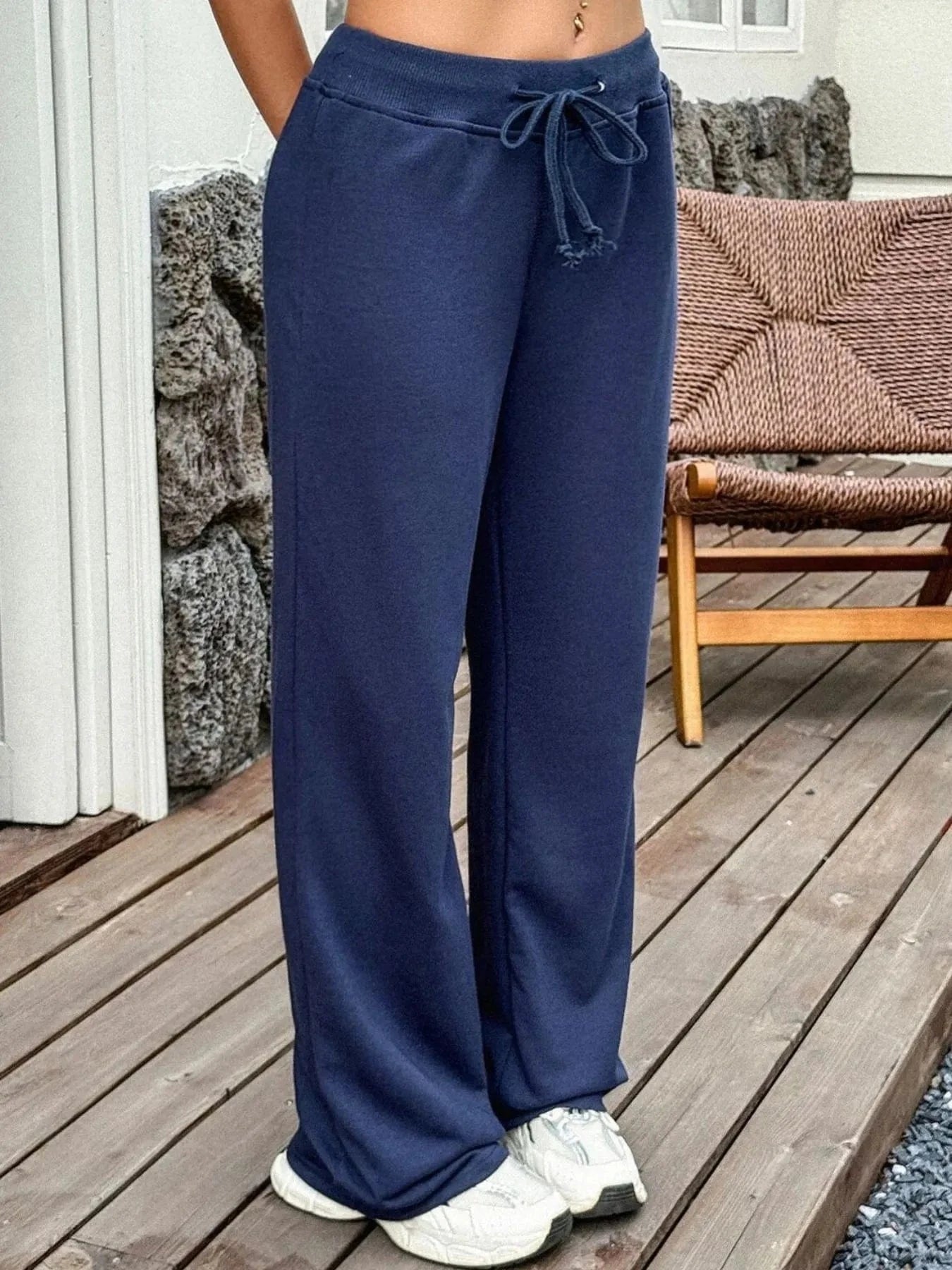 Drawstring Wide Leg Active Pants - ShalayeFashion