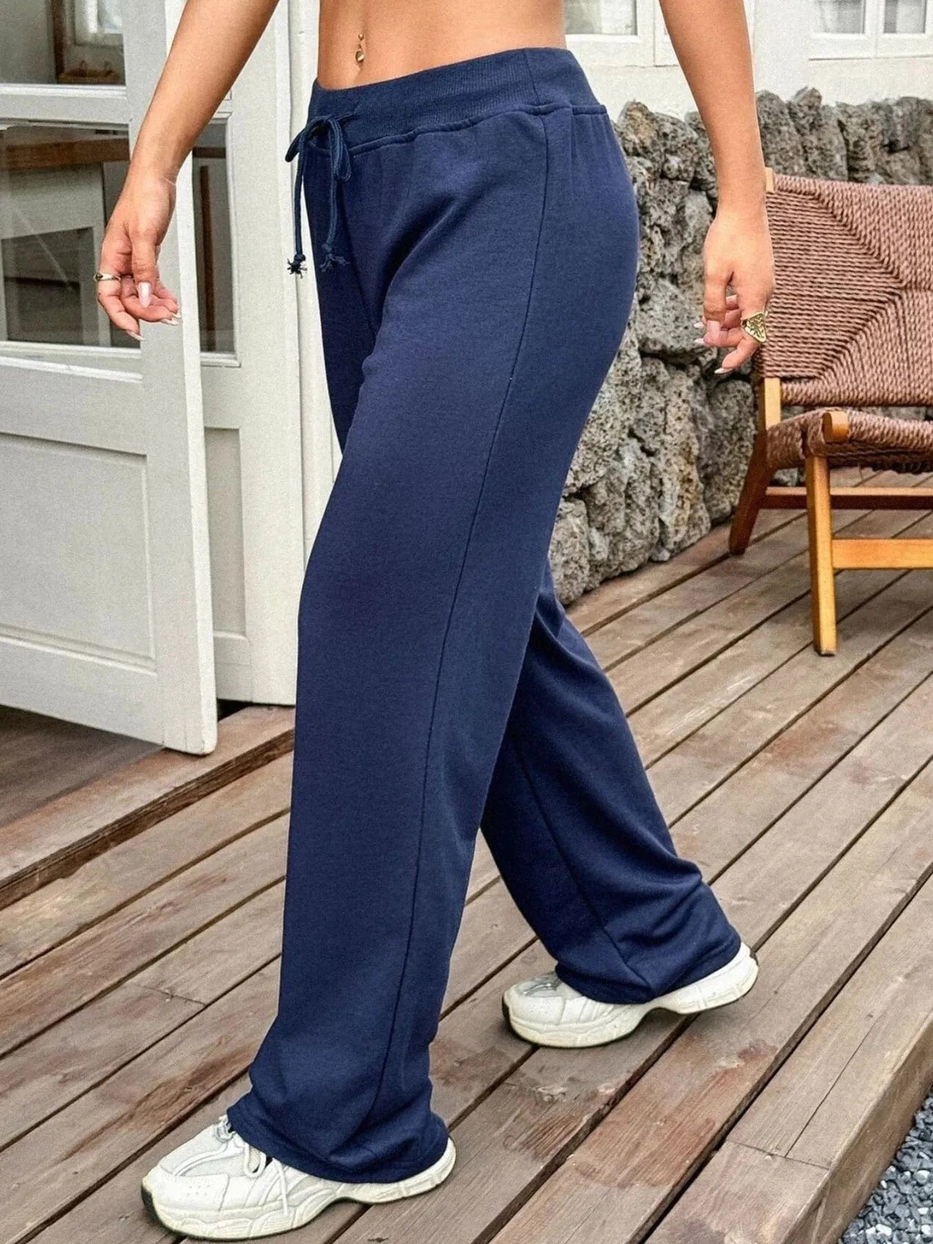 Drawstring Wide Leg Active Pants - ShalayeFashion