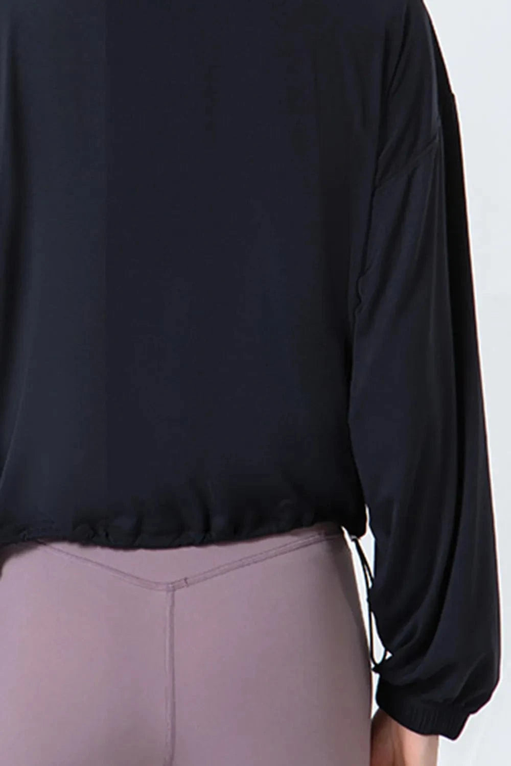 Drawstring Zip Up Dropped Shoulder Active Outerwear - ShalayeFashion
