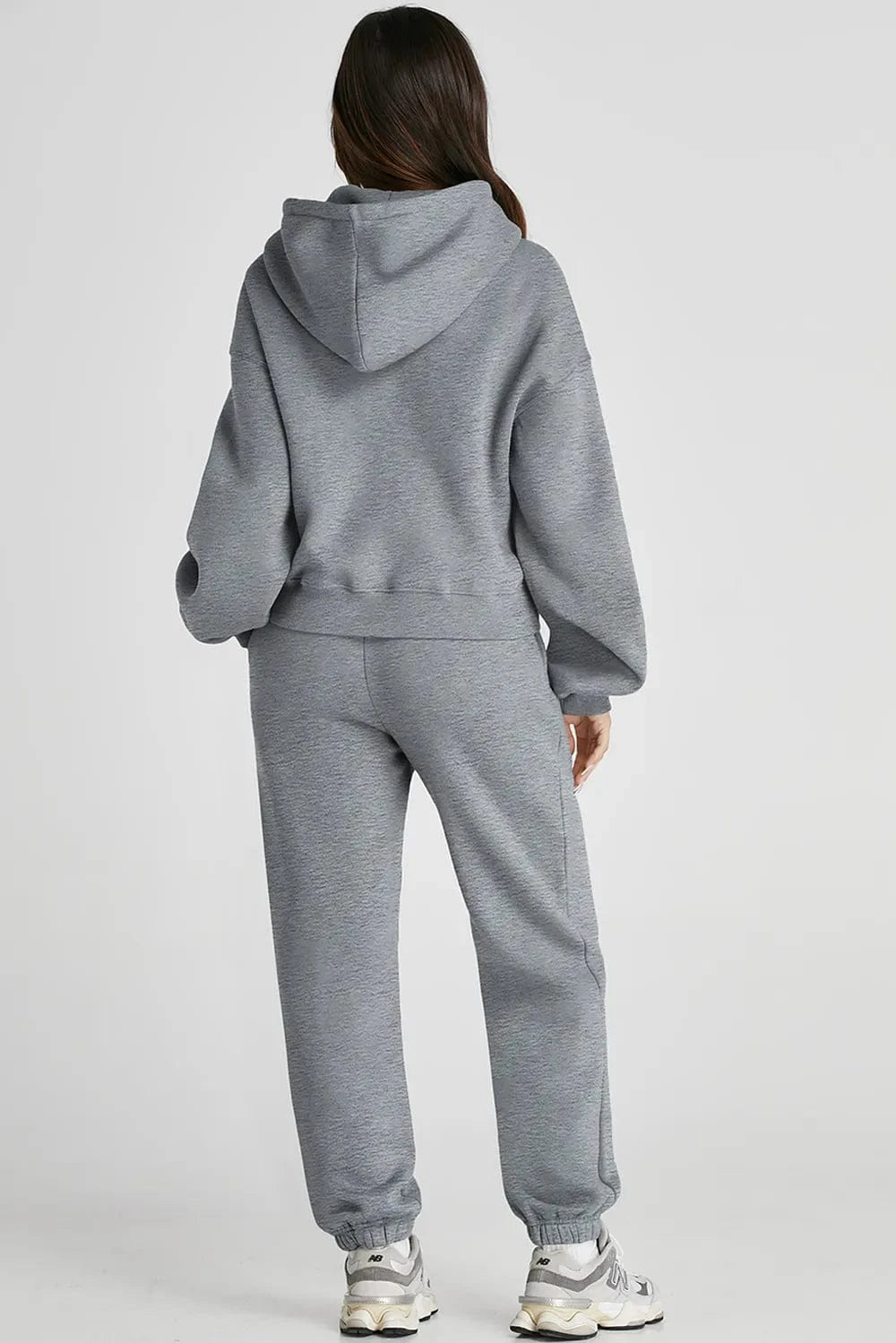 Dropped Shoulder Hooded Top and Pants Active Set - ShalayeFashion