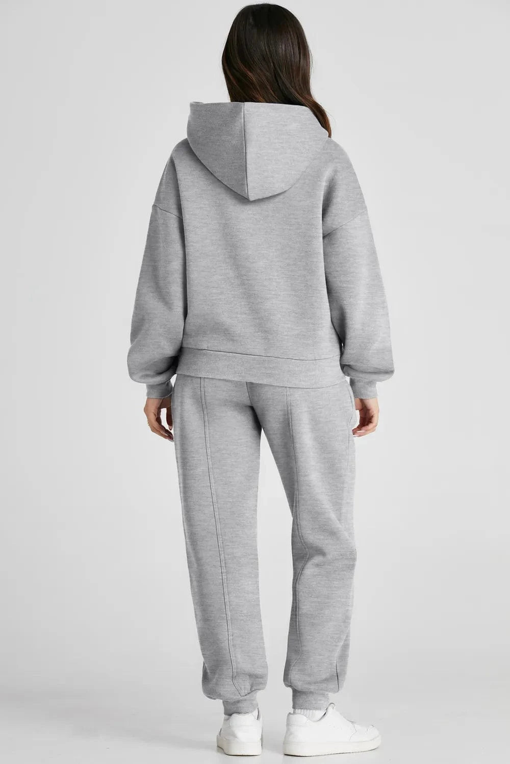 Dropped Shoulder Long Sleeve Hoodie and Pants Active Set - ShalayeFashion