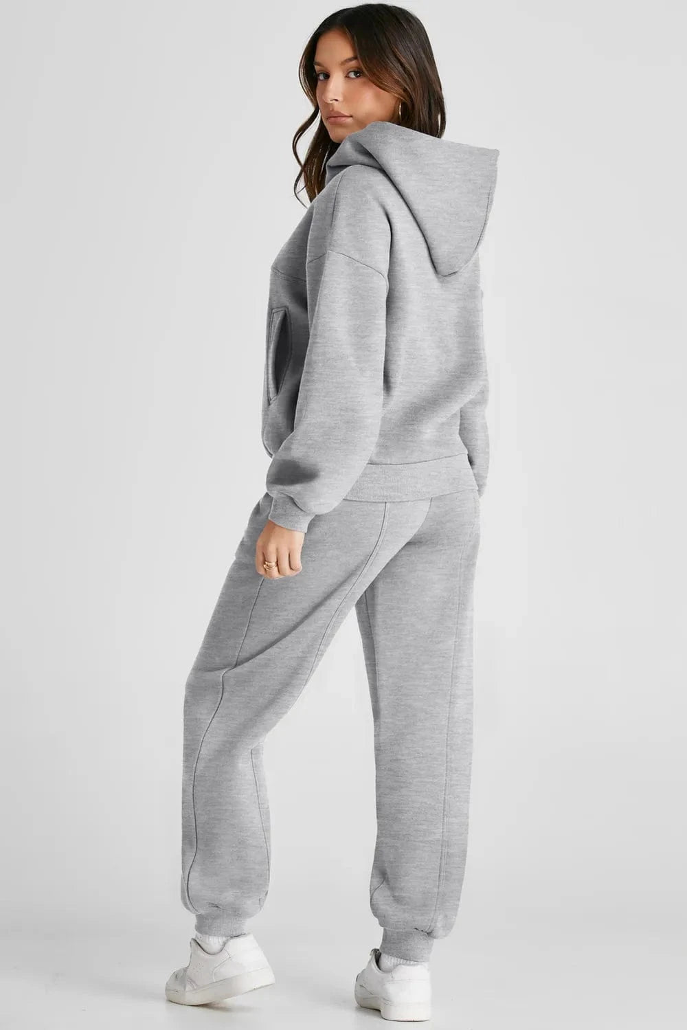 Dropped Shoulder Long Sleeve Hoodie and Pants Active Set - ShalayeFashion