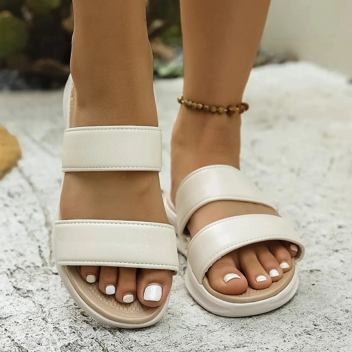 Dual - Strap Platform Sandals - ShalayeFashion