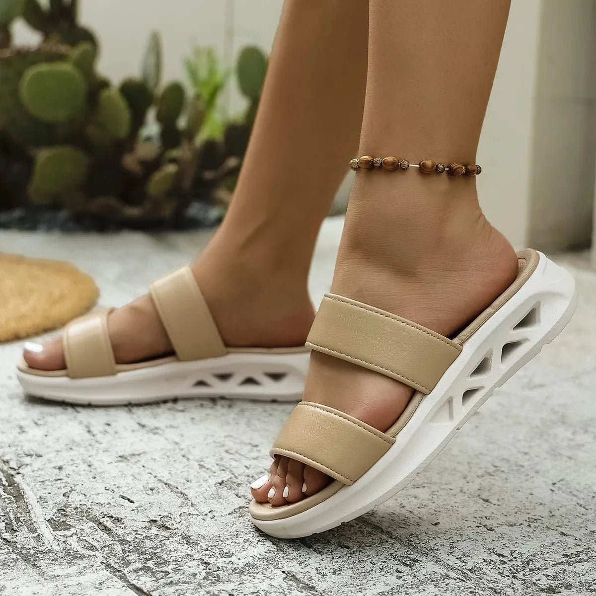 Dual - Strap Platform Sandals - ShalayeFashion