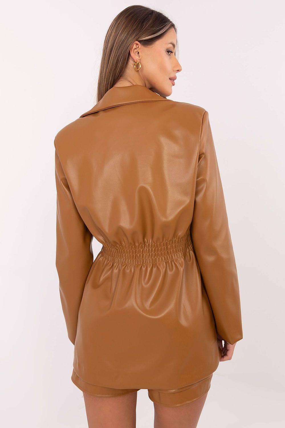 Eco - Leather Blazer Double Breasted Wide - ShalayeFashion