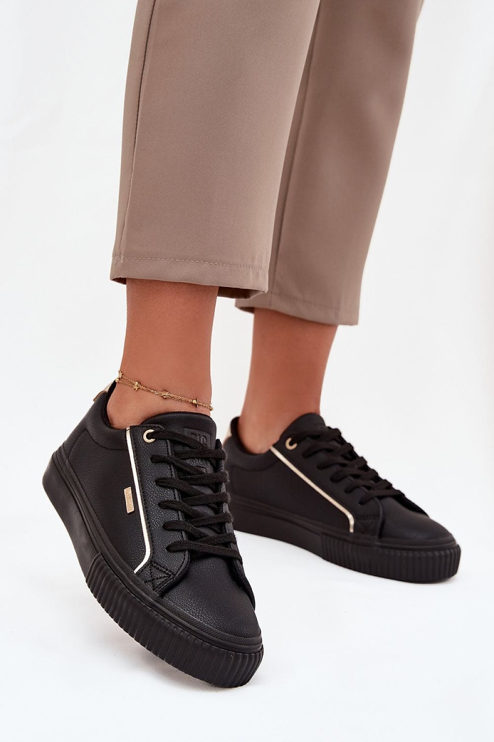 Eco Leather Platform Sneakers Foam Insole - ShalayeFashion