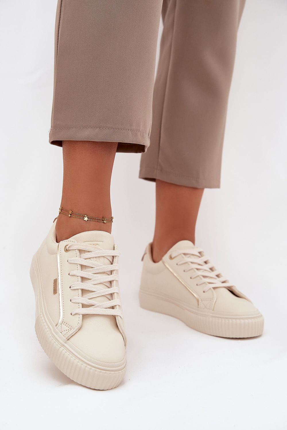 Eco Leather Platform Sneakers Foam Insole - ShalayeFashion