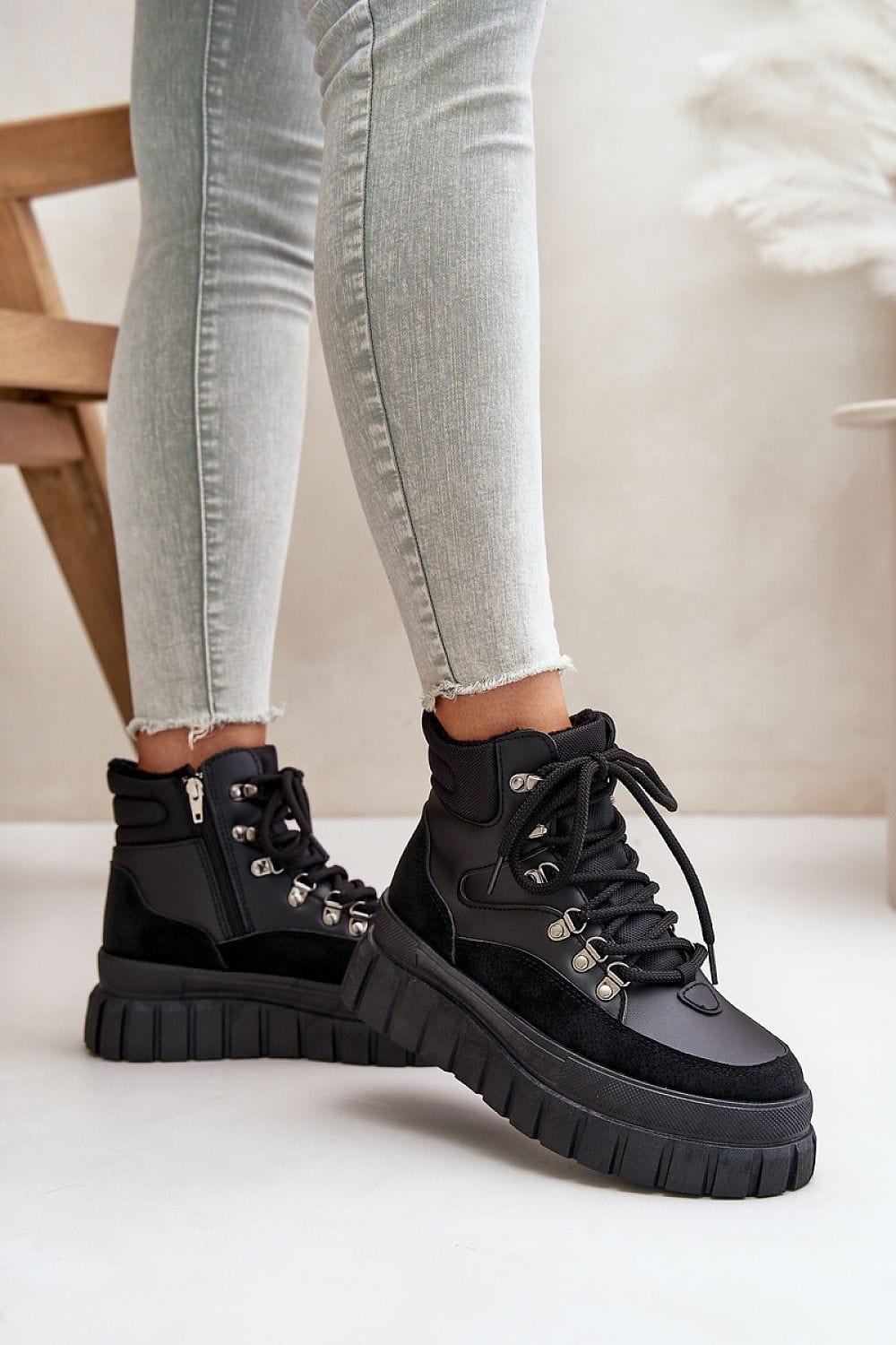 Eco Leather Platform Trapper Shoes Women - ShalayeFashion
