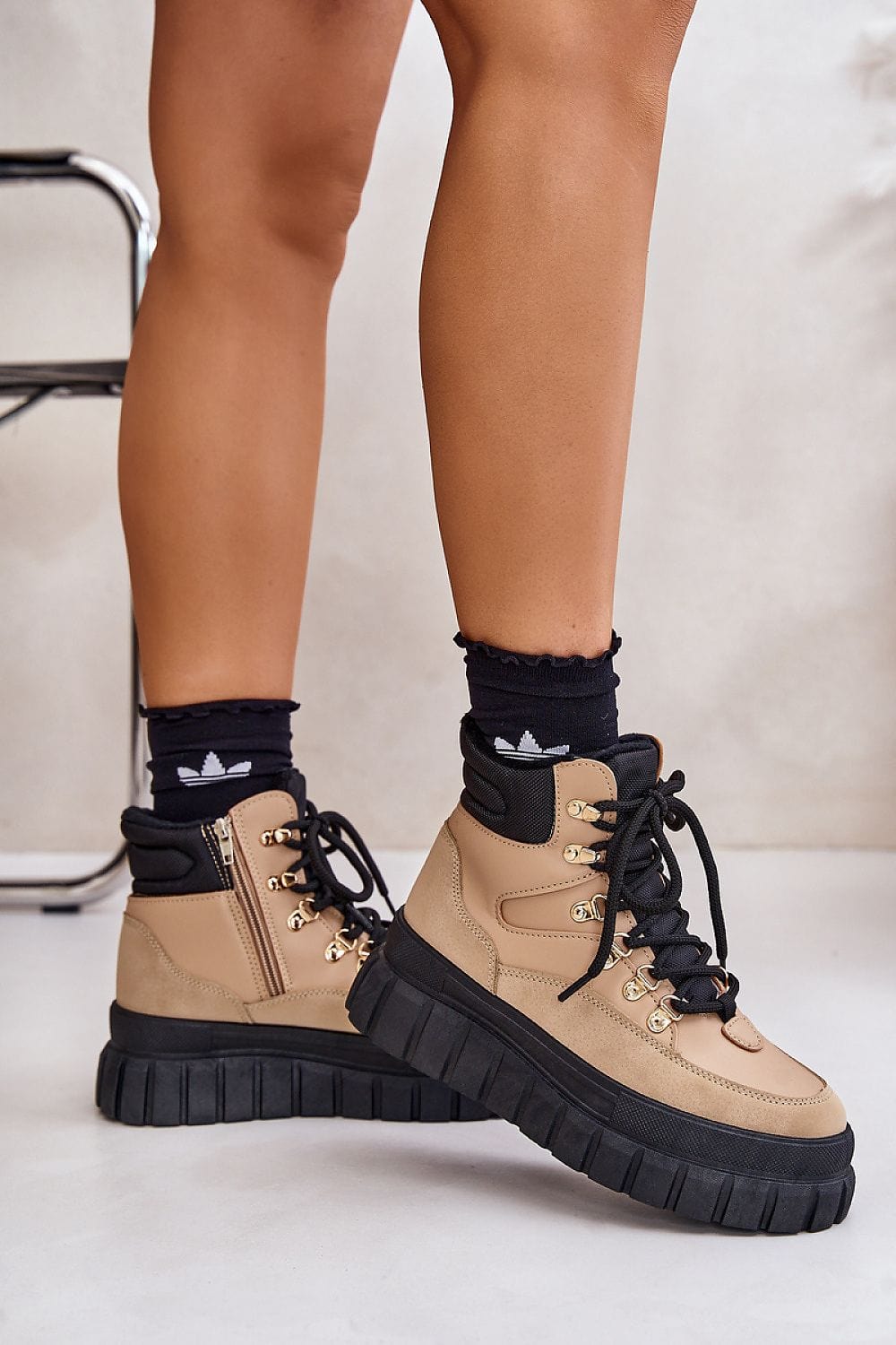 Eco Leather Platform Trapper Shoes Women - ShalayeFashion