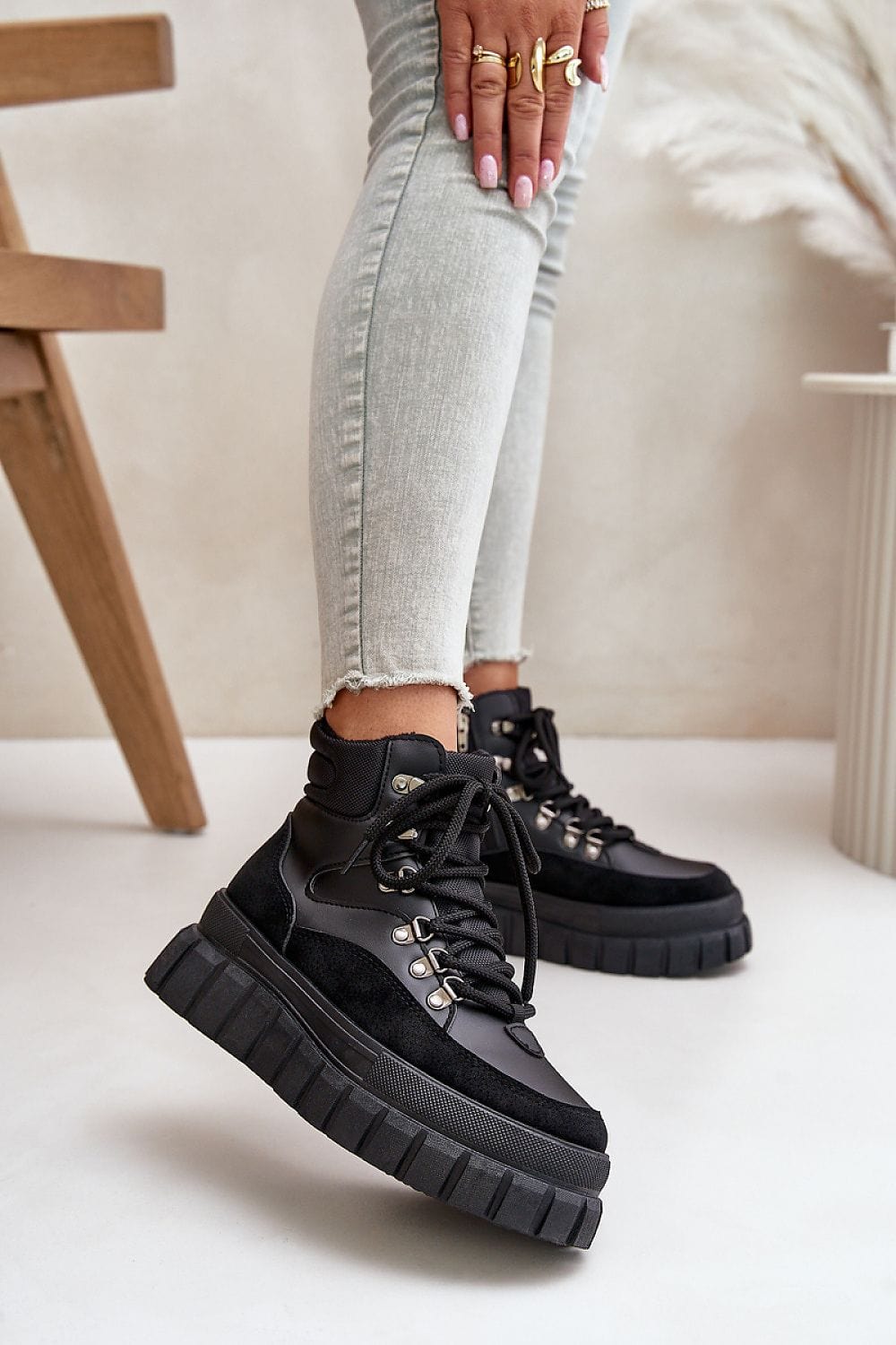 Eco Leather Platform Trapper Shoes Women - ShalayeFashion