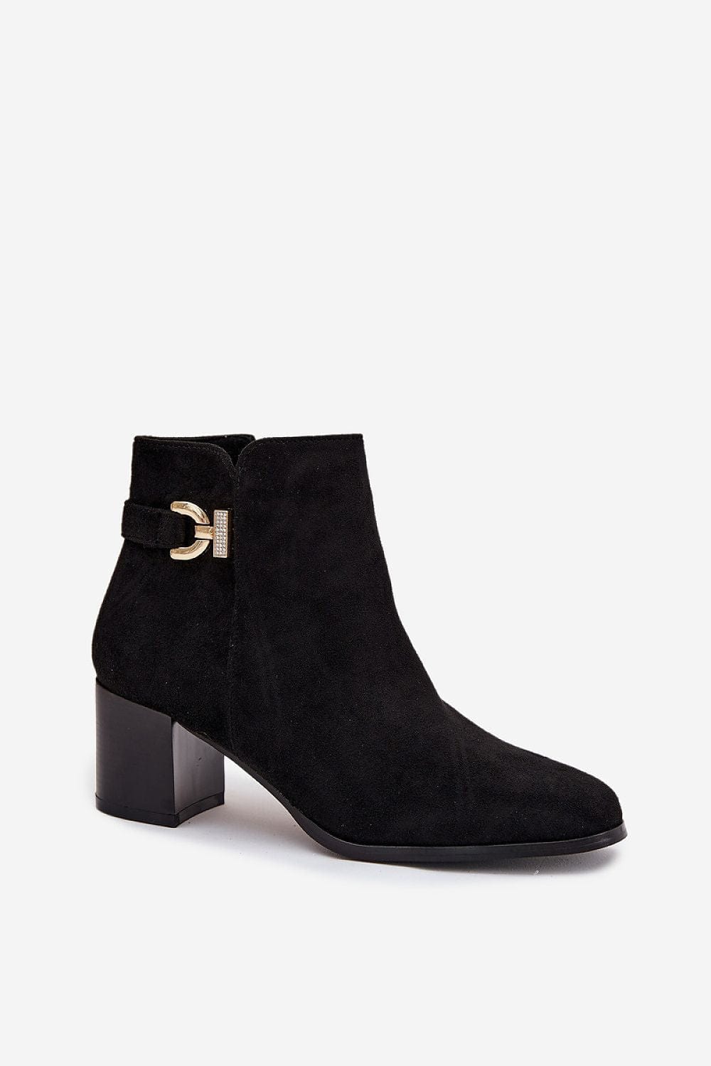 Eco Suede Golden Detail Heel Boots Women - ShalayeFashion