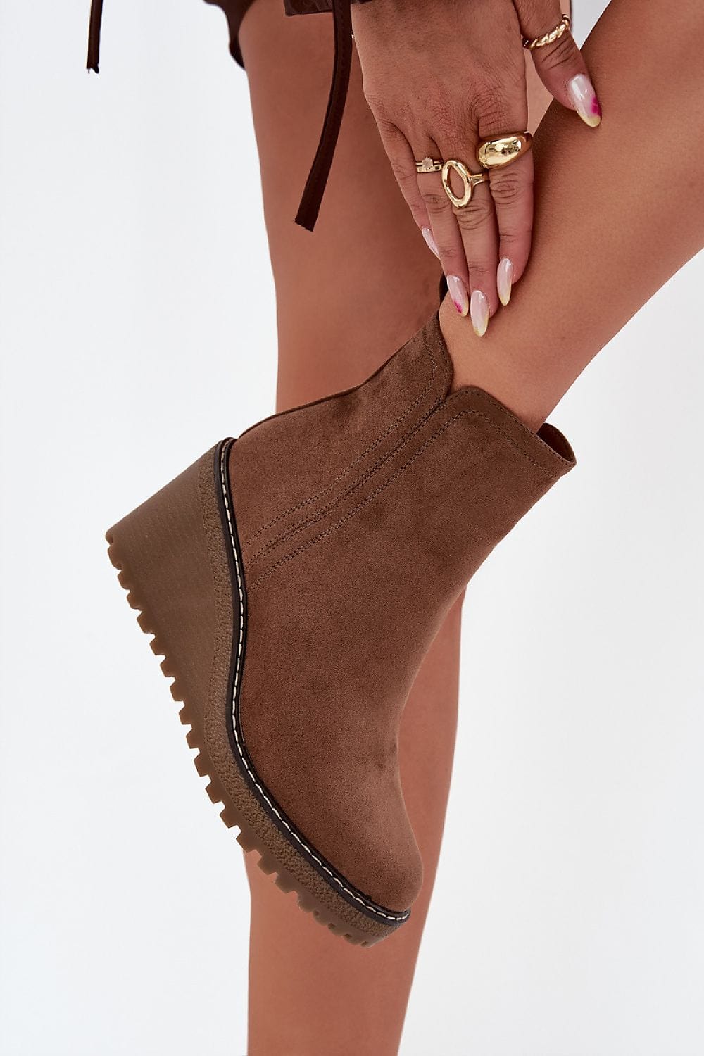 Eco - Suede Wedge Buskin Boots Women - ShalayeFashion