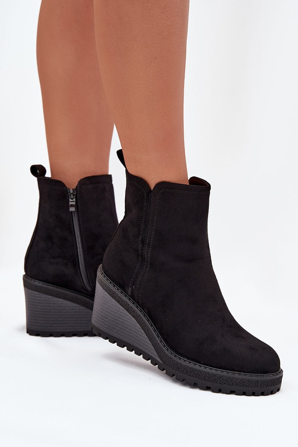 Eco - Suede Wedge Buskin Boots Women - ShalayeFashion