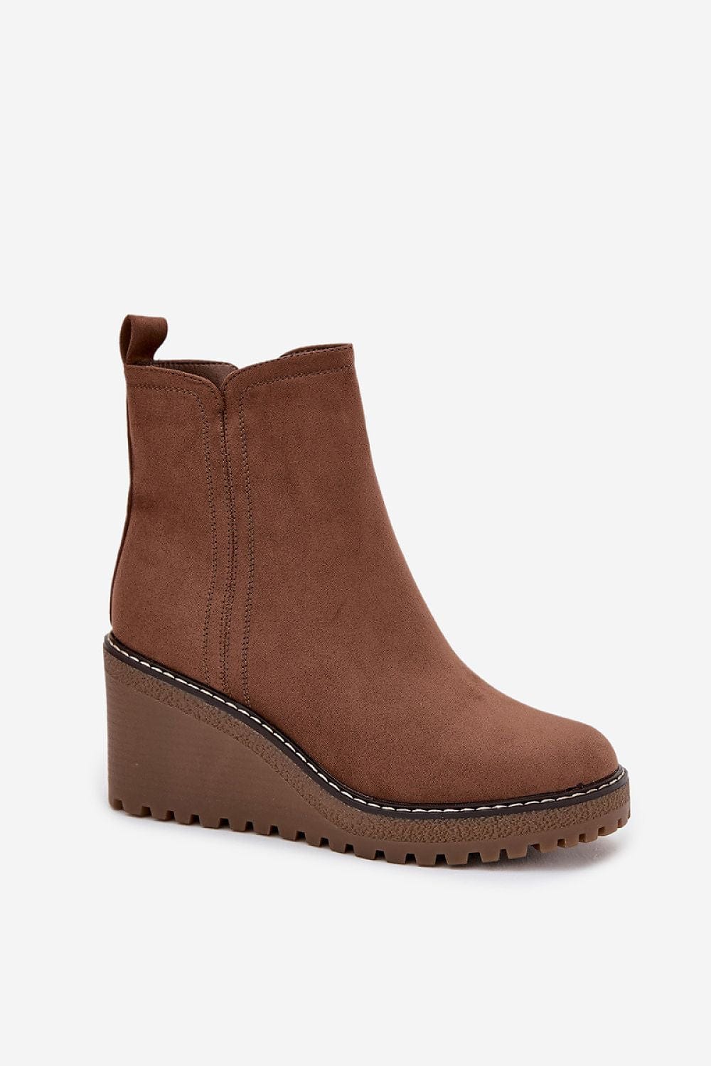 Eco - Suede Wedge Buskin Boots Women - ShalayeFashion