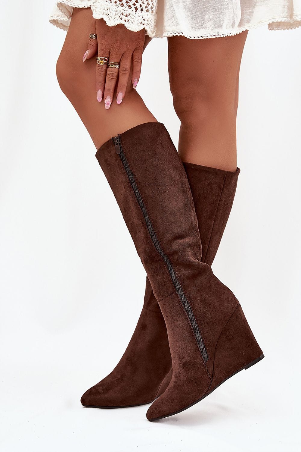 Eco Suede Wedge Buskin Boots Women - ShalayeFashion