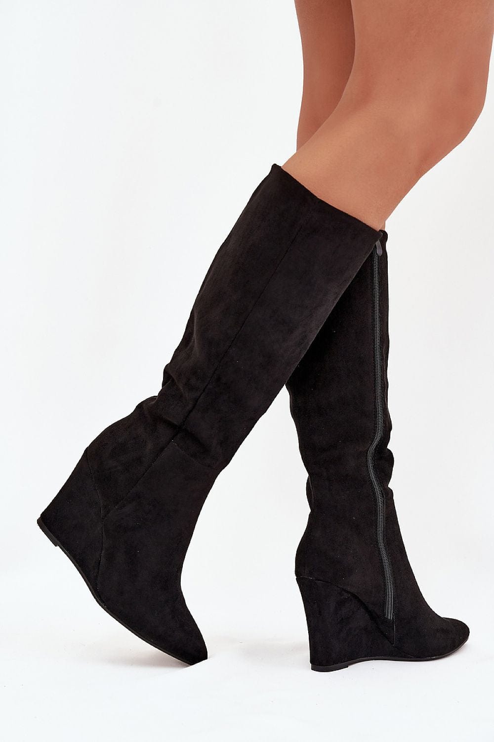 Eco Suede Wedge Buskin Boots Women - ShalayeFashion