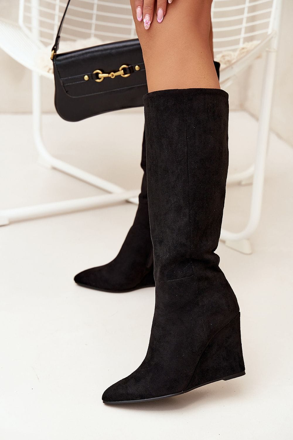 Eco Suede Wedge Buskin Boots Women - ShalayeFashion