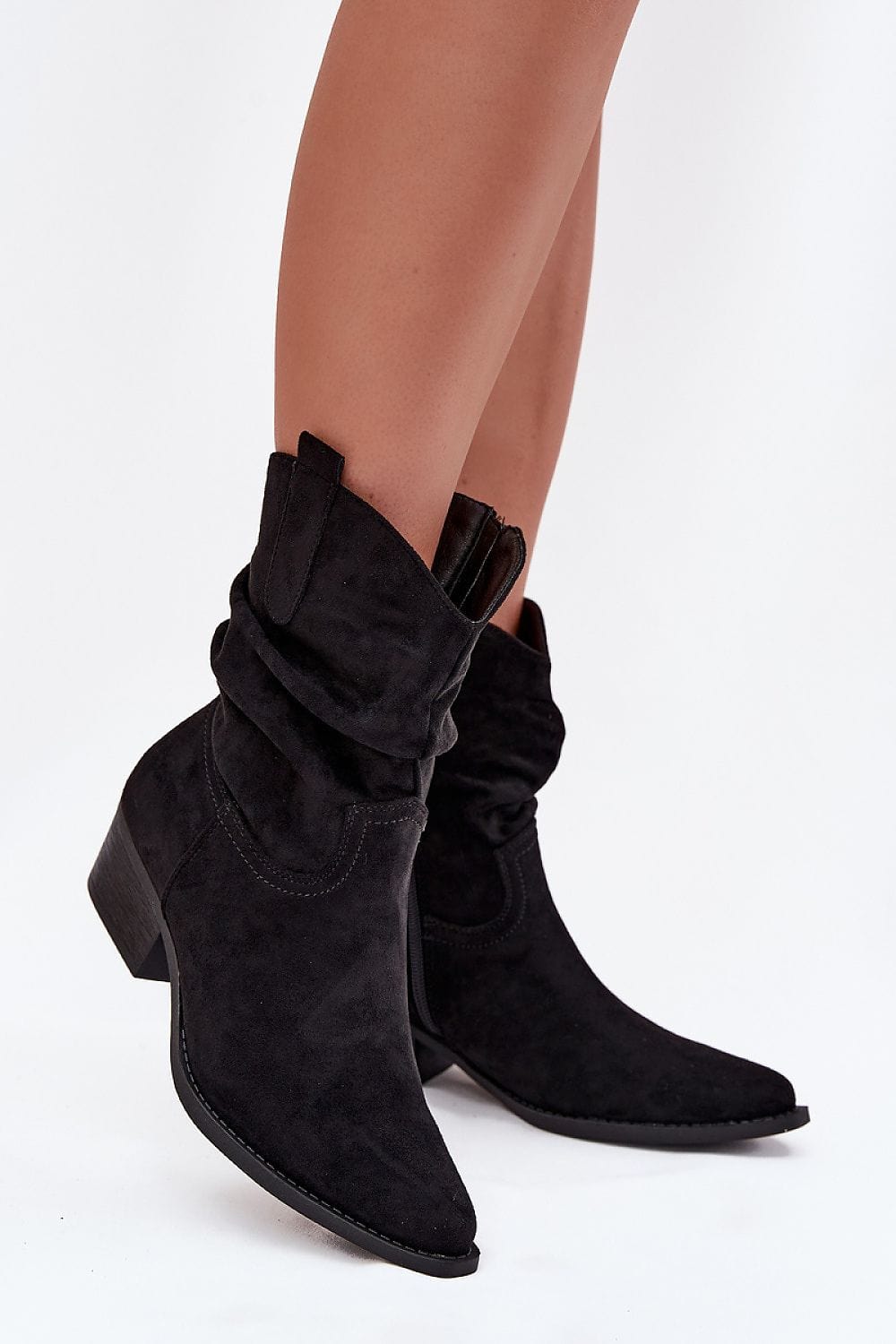 Eco Suede Wrinkled Ankle Boots Women - ShalayeFashion