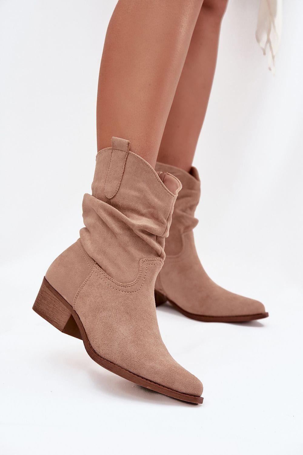 Eco Suede Wrinkled Ankle Boots Women - ShalayeFashion