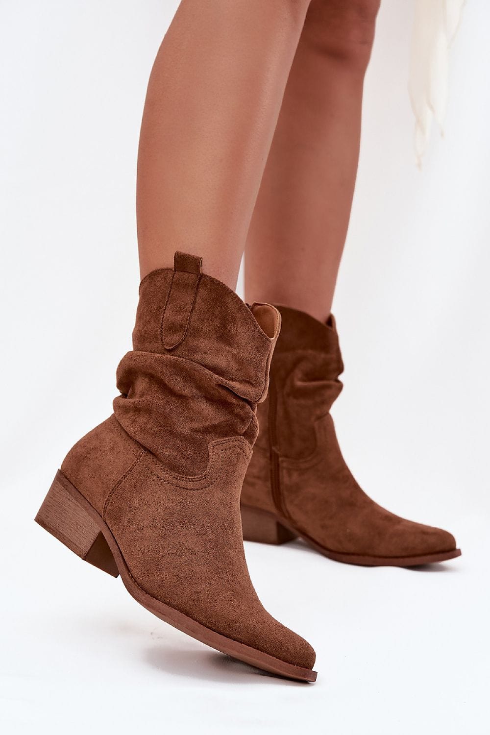 Eco Suede Wrinkled Ankle Boots Women - ShalayeFashion