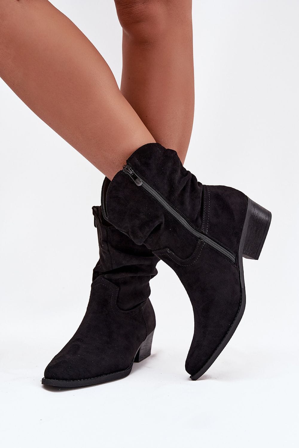 Eco Suede Wrinkled Ankle Boots Women - ShalayeFashion