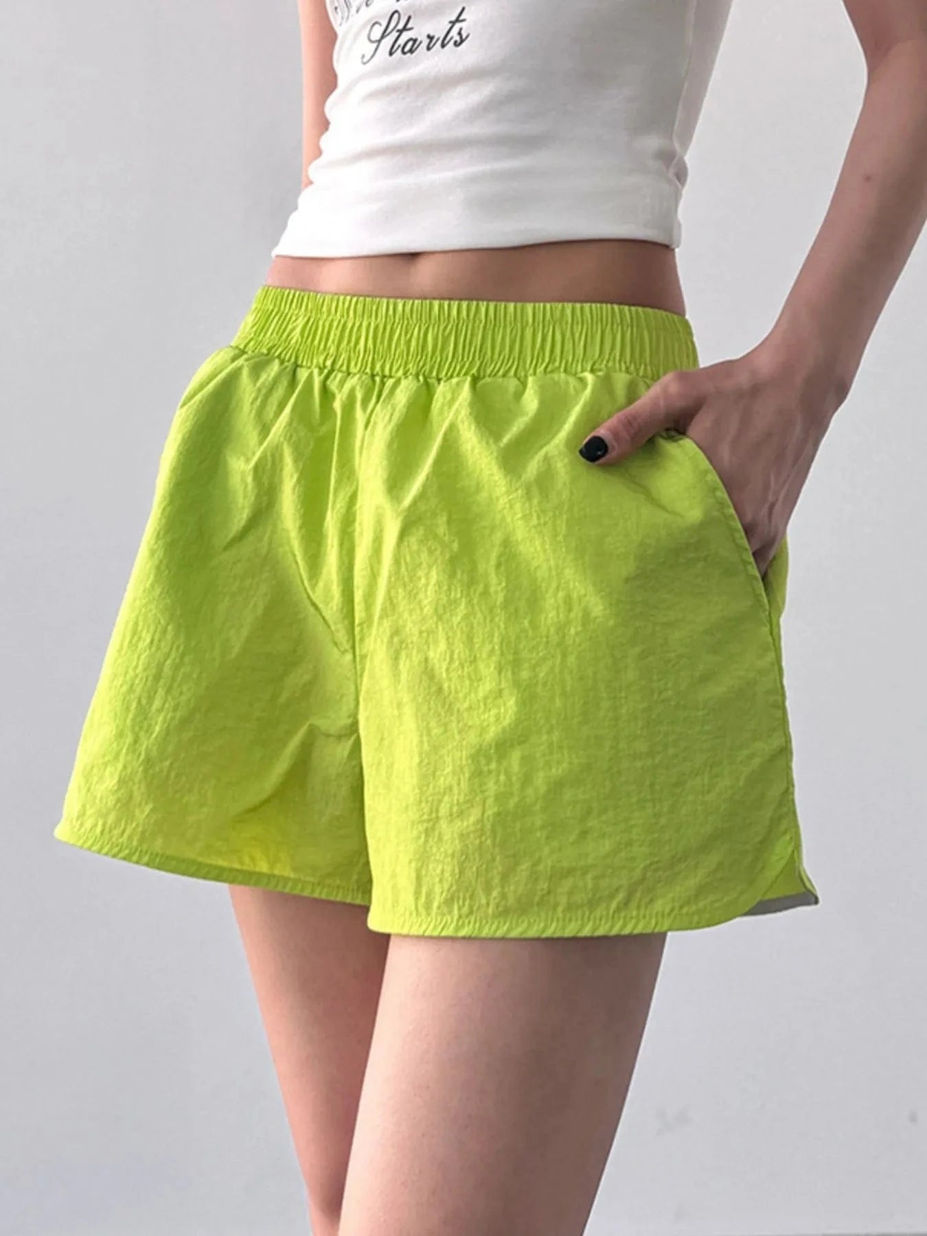 Elastic Waist Active Shorts - ShalayeFashion
