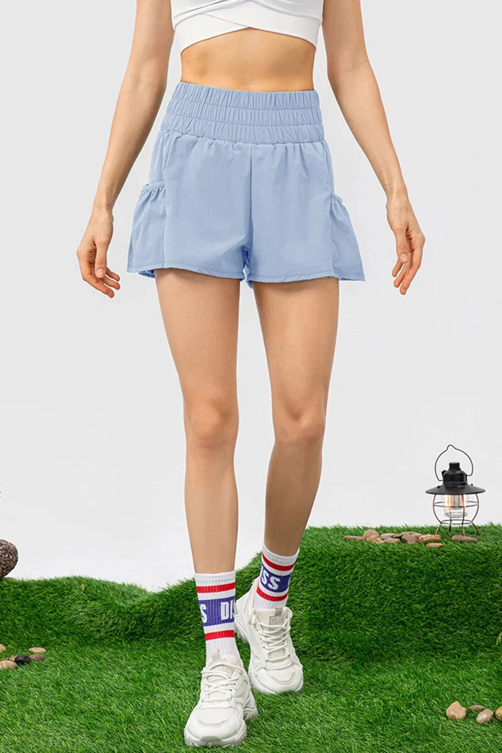 Elastic Waist Pocketed Active Shorts - ShalayeFashion