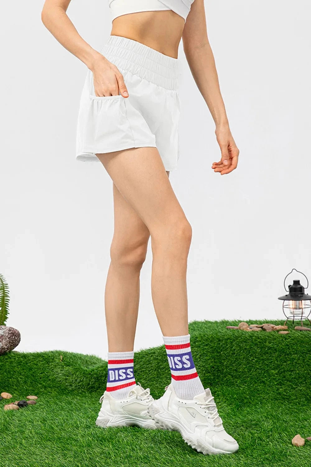 Elastic Waist Pocketed Active Shorts - ShalayeFashion