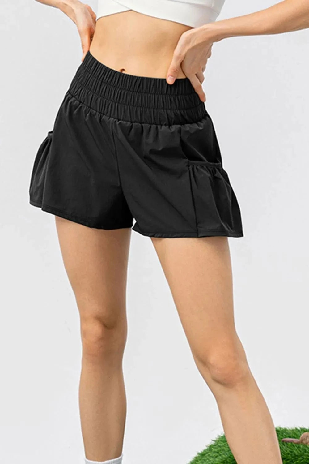 Elastic Waist Pocketed Active Shorts - ShalayeFashion