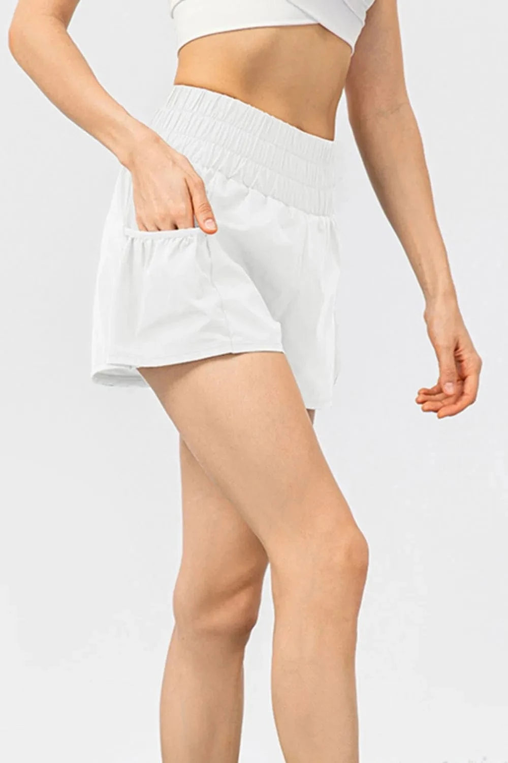 Elastic Waist Pocketed Active Shorts - ShalayeFashion