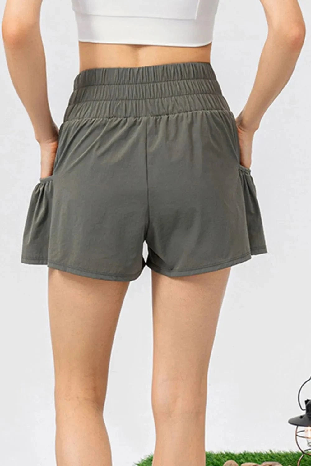 Elastic Waist Pocketed Active Shorts - ShalayeFashion