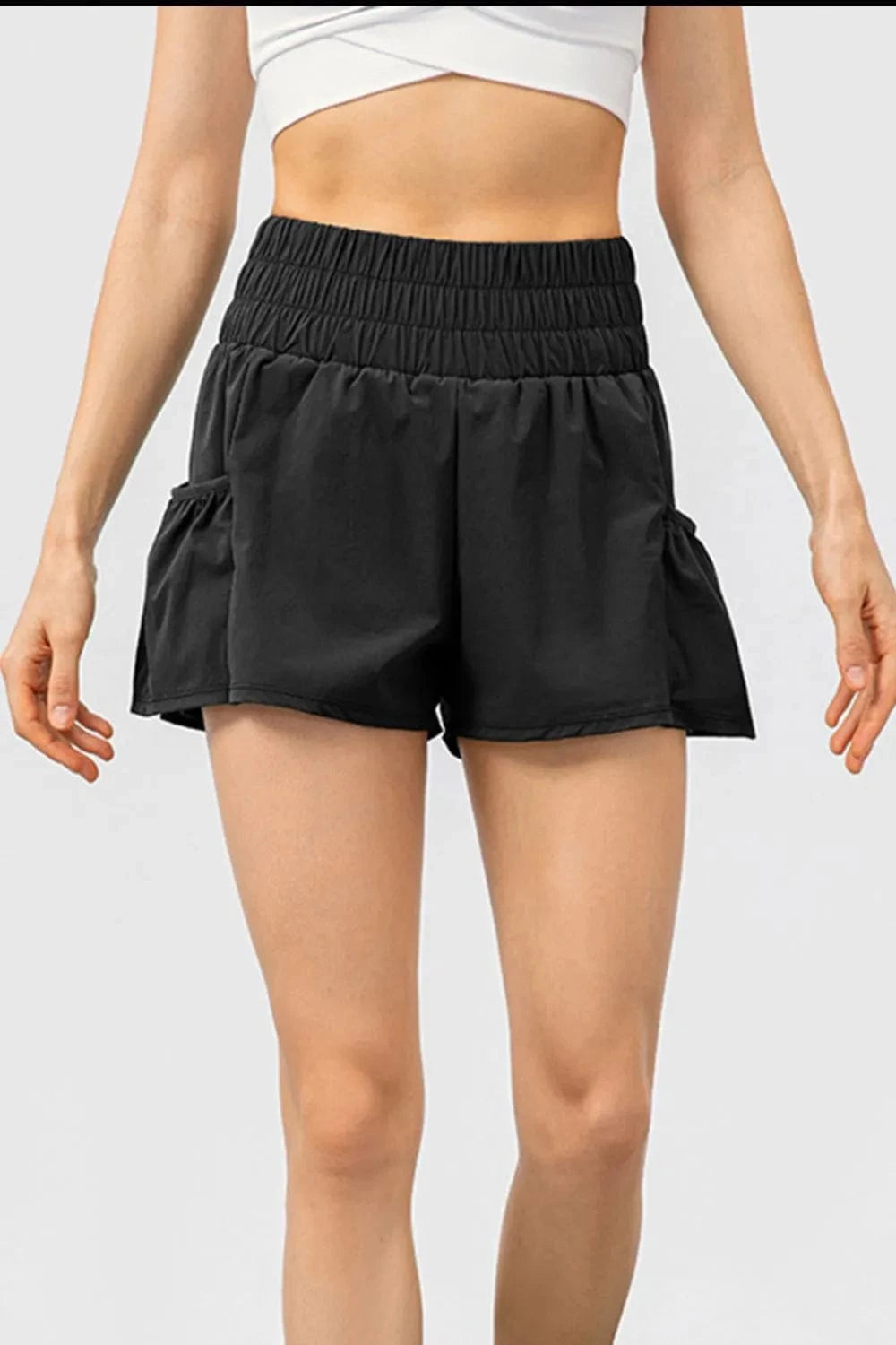 Elastic Waist Pocketed Active Shorts - ShalayeFashion