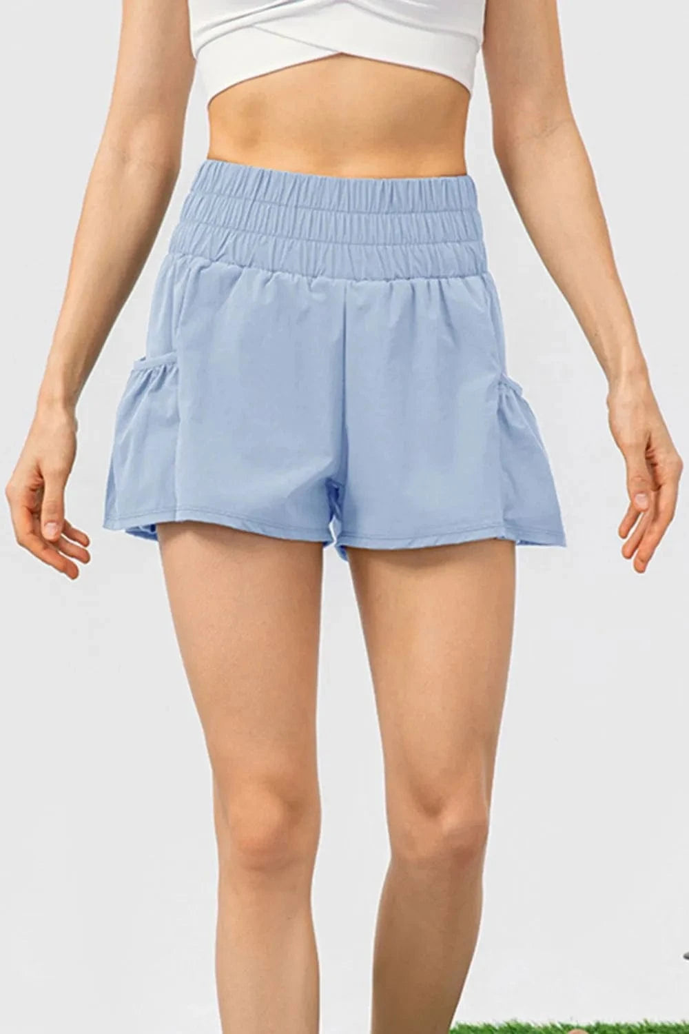 Elastic Waist Pocketed Active Shorts - ShalayeFashion