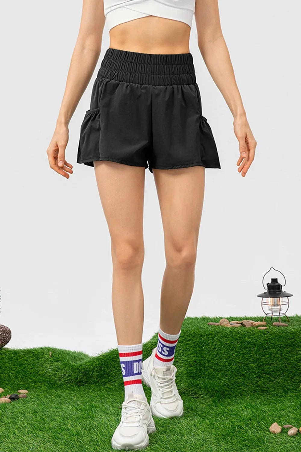 Elastic Waist Pocketed Active Shorts - ShalayeFashion