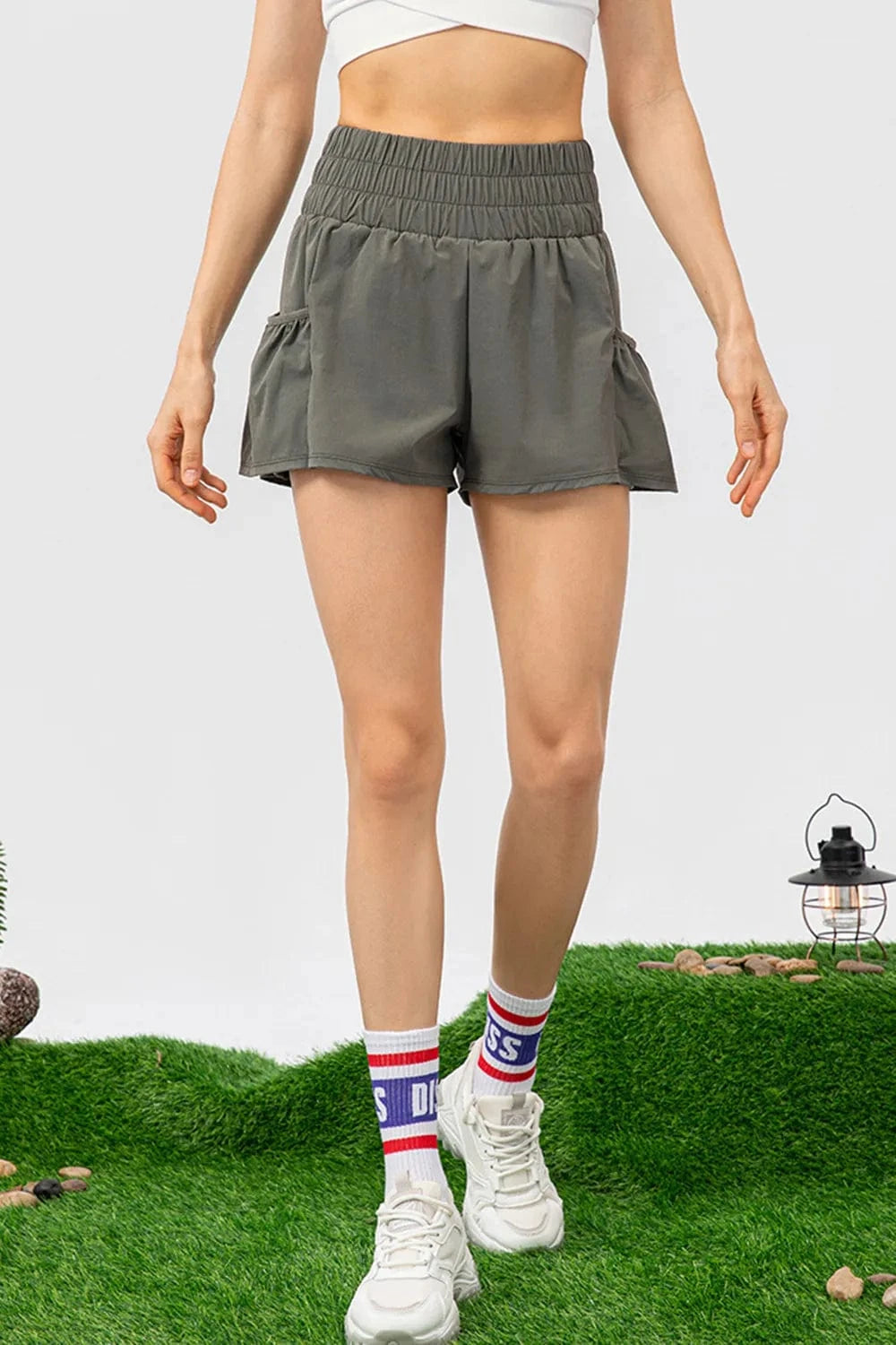 Elastic Waist Pocketed Active Shorts - ShalayeFashion
