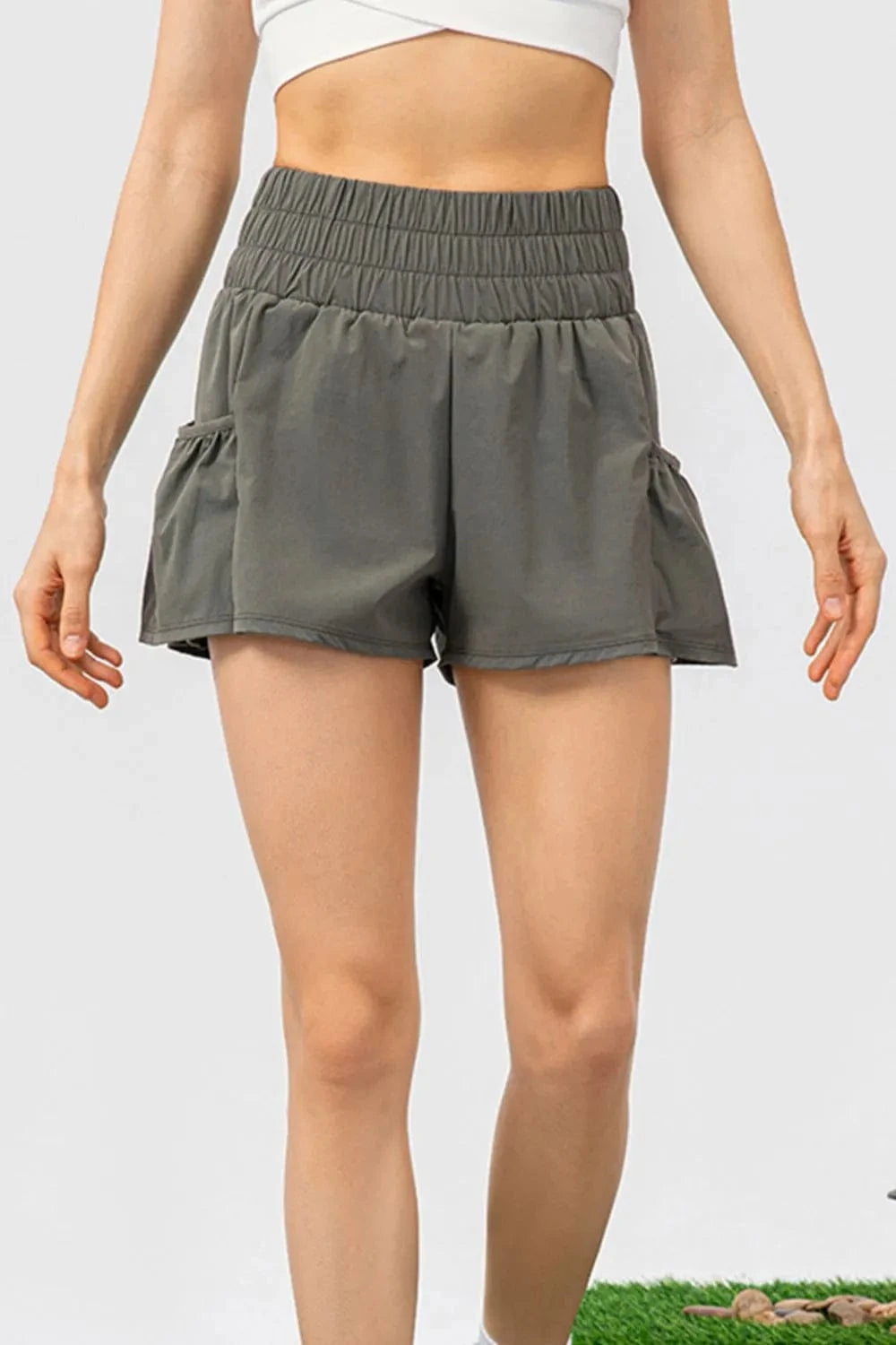 Elastic Waist Pocketed Active Shorts - ShalayeFashion