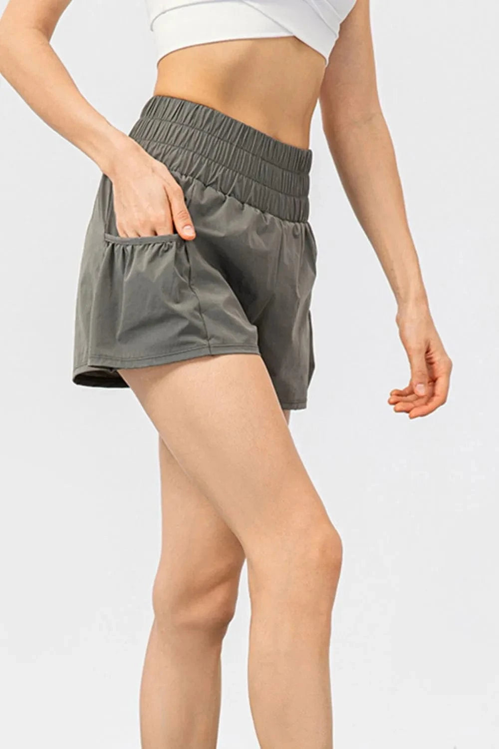 Elastic Waist Pocketed Active Shorts - ShalayeFashion