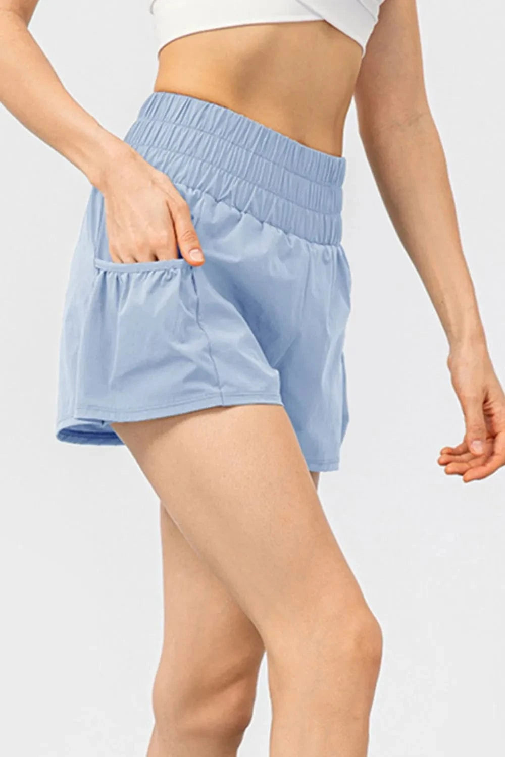 Elastic Waist Pocketed Active Shorts - ShalayeFashion