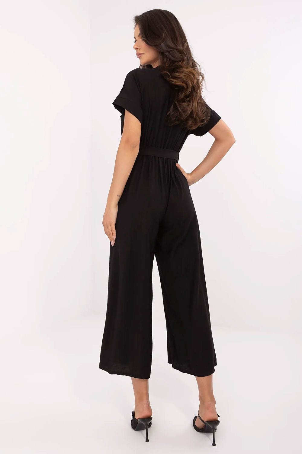 Elegant Jumpsuit Wrap Neckline Fabric Belt - ShalayeFashion